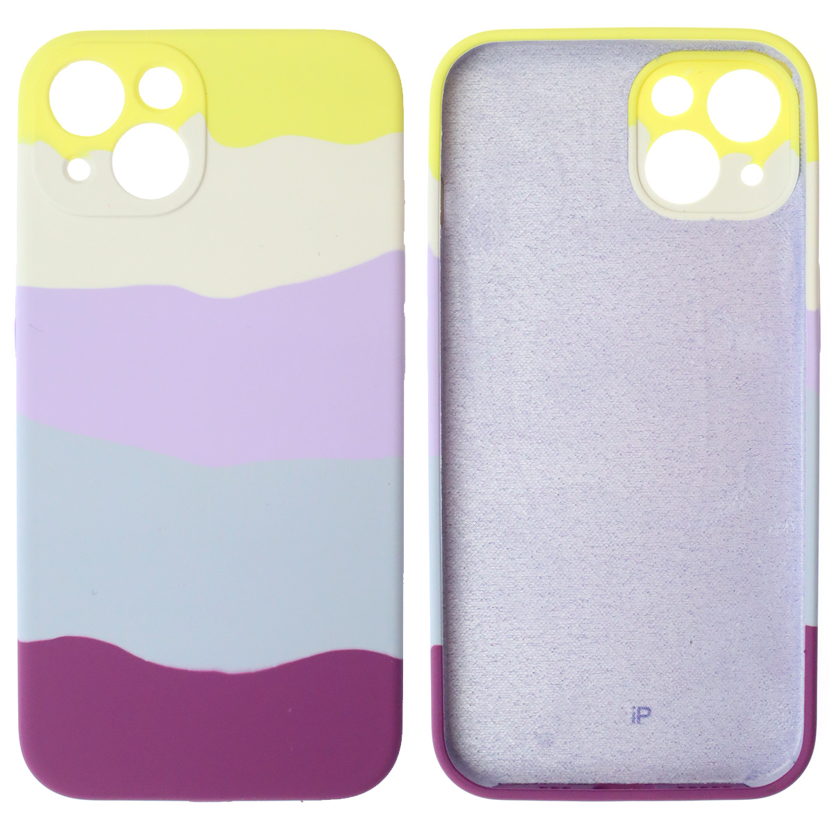 Чехол накладка Silicon Case для APPLE iPhone 13 (6.1), силикон, бархат, цвет фиолетово желтый