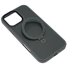 Чехол накладка Cabbeen с поддержкой MagSafe для APPLE iPhone 16 Pro Max, подставка, карбон, цвет серый