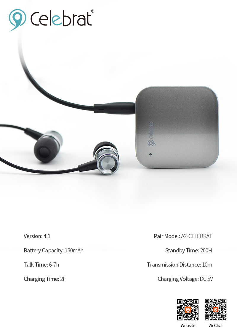 Гарнитура (наушники с микрофоном) беспроводная, Celebrat A2, цвет серый | Последняя цена