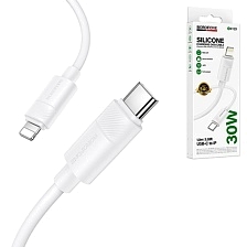 Кабель BOROFONE BX123 Leya USB Type C на Lightning 8 pin, 30W, длина 1 метр, цвет белый