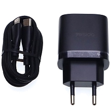СЗУ (Сетевое зарядное устройство) YESIDO YC52 с кабелем USB Type C на Lightning 8 pin, 30W, 1 USB Type C, 1 USB, 1 Lightning 8 pin, длина 1 метр, цвет черный