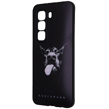 Чехол накладка для INFINIX HOT 50 Pro 4G, защита камеры, рисунок Доберман