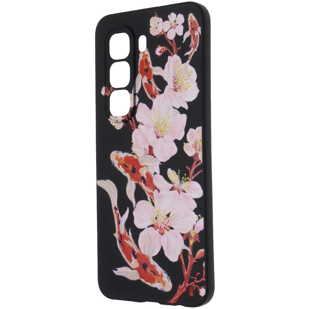 Чехол накладка для INFINIX HOT 50 Pro 4G, защита камеры, рисунок Сакура с рыбками