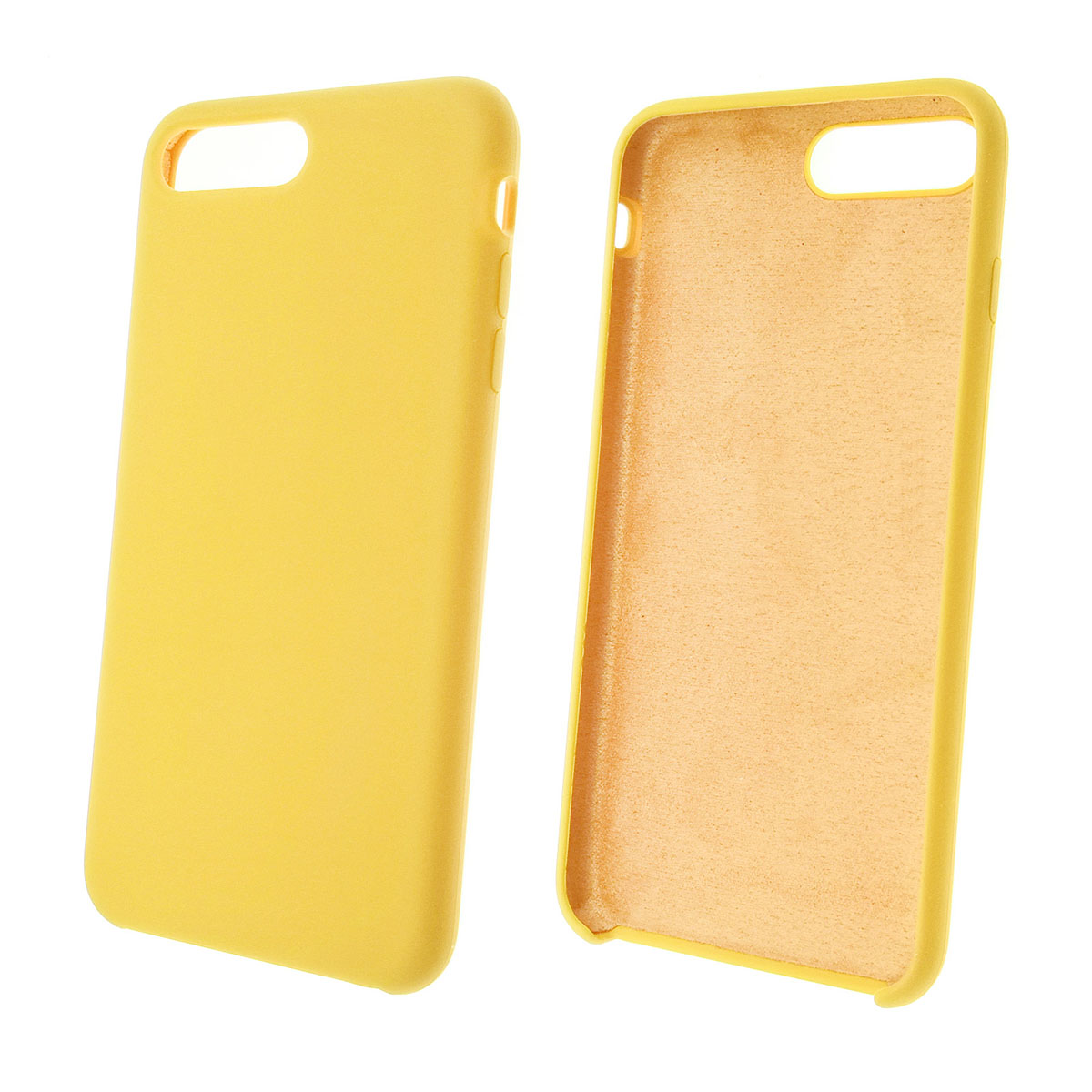 Чехол накладка Silicon Case для APPLE iPhone 7 Plus, iPhone 8 Plus, силикон, бархат, цвет желтый.