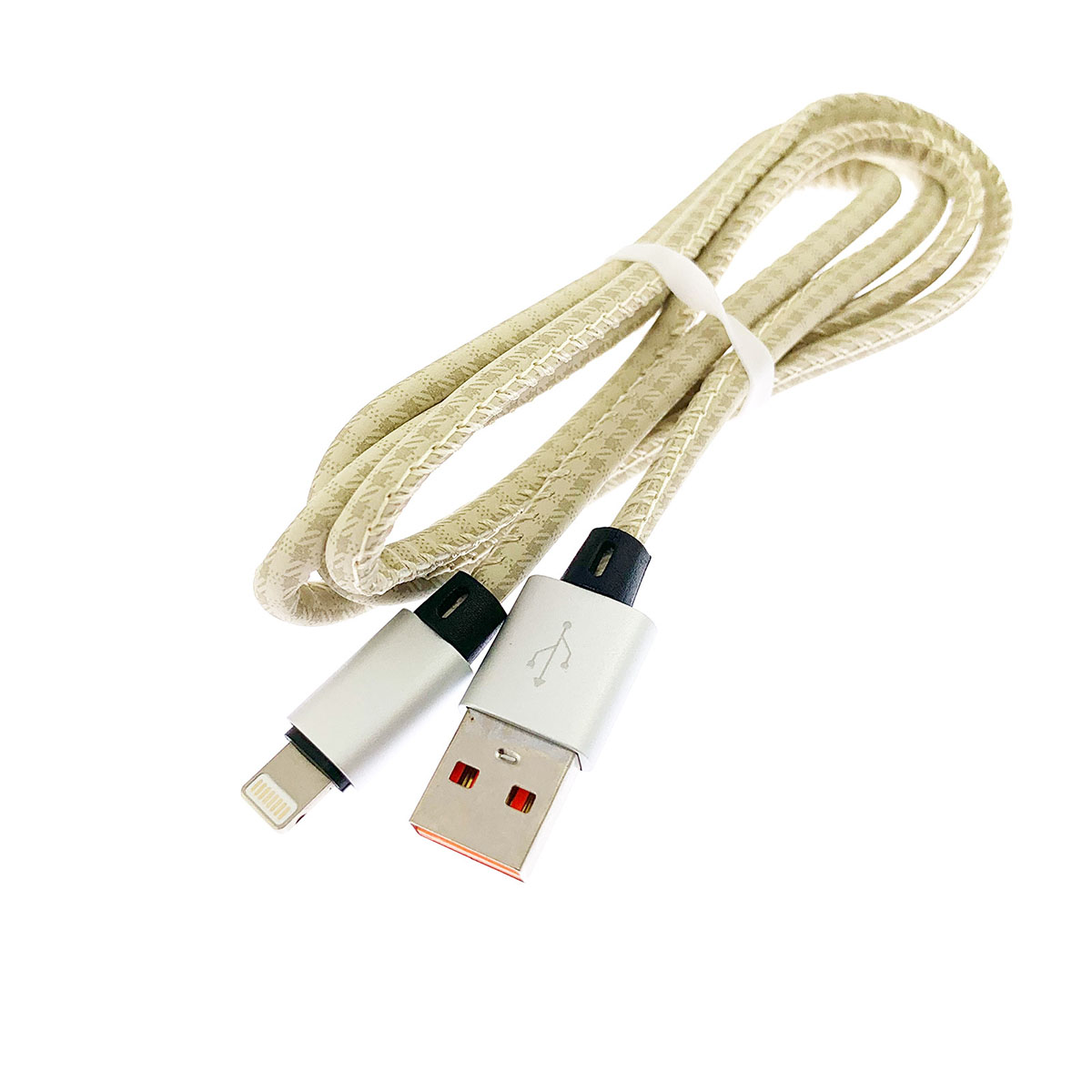 USB Дата кабель A88 для заряда и синхронизации, тип APPLE Lightning 8-pin, в армированной под кожу оболочке, длина 1 метр, цвет золотистый.