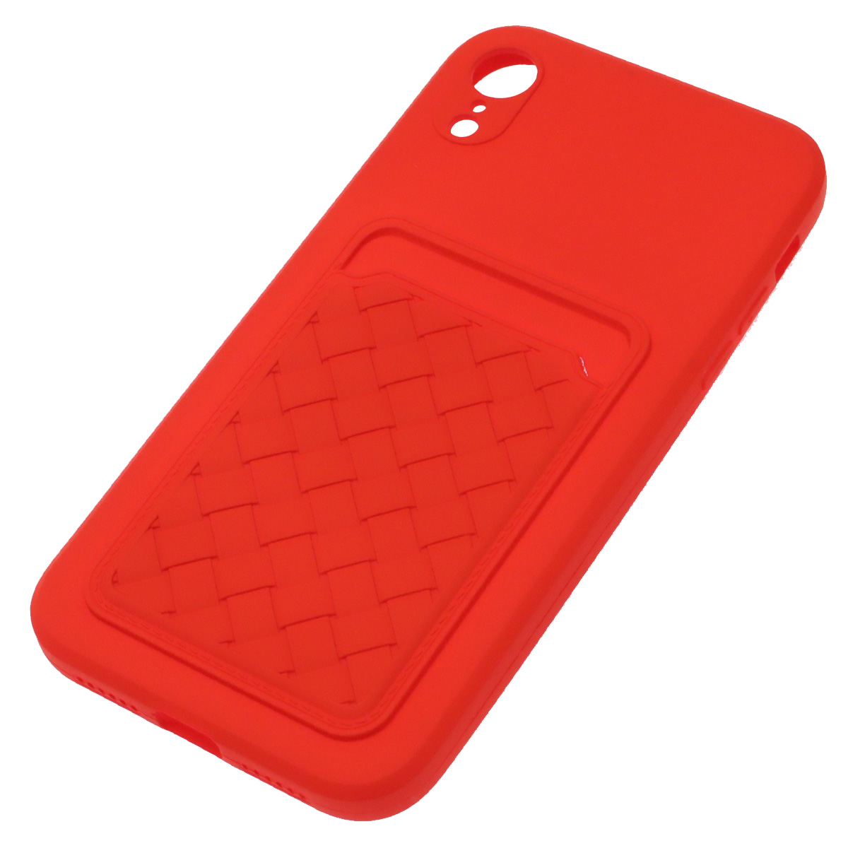 Чехол накладка CARD CASE для APPLE iPhone XR, силикон, отдел для карт, цвет красный