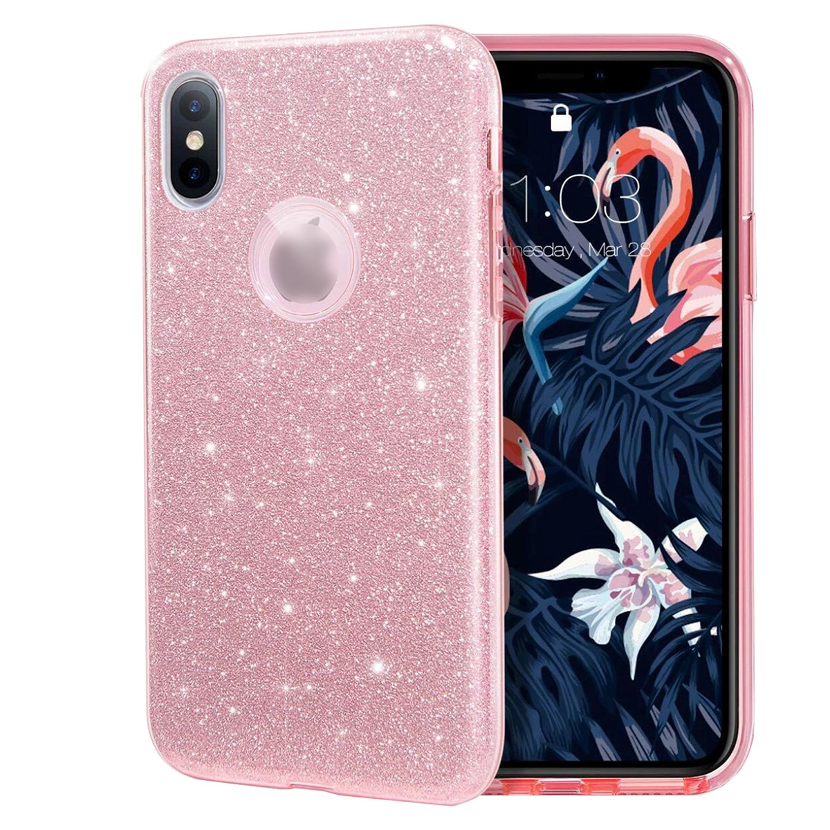 Чехол накладка Shine для APPLE iPhone XR, силикон, блестки, цвет розовый