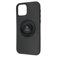 Чехол накладка iFace для APPLE iPhone 12 Pro (6.1"), силикон, кольцо держатель, цвет черный