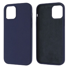 Чехол накладка Silicon Case для APPLE iPhone 12, iPhone 12 Pro, силикон, бархат, цвет темный кобальт