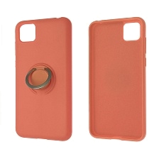Чехол накладка RING для HUAWEI Honor 9S (DUA-LX9), Y5P 2020, силикон, кольцо держатель, цвет оранжевый