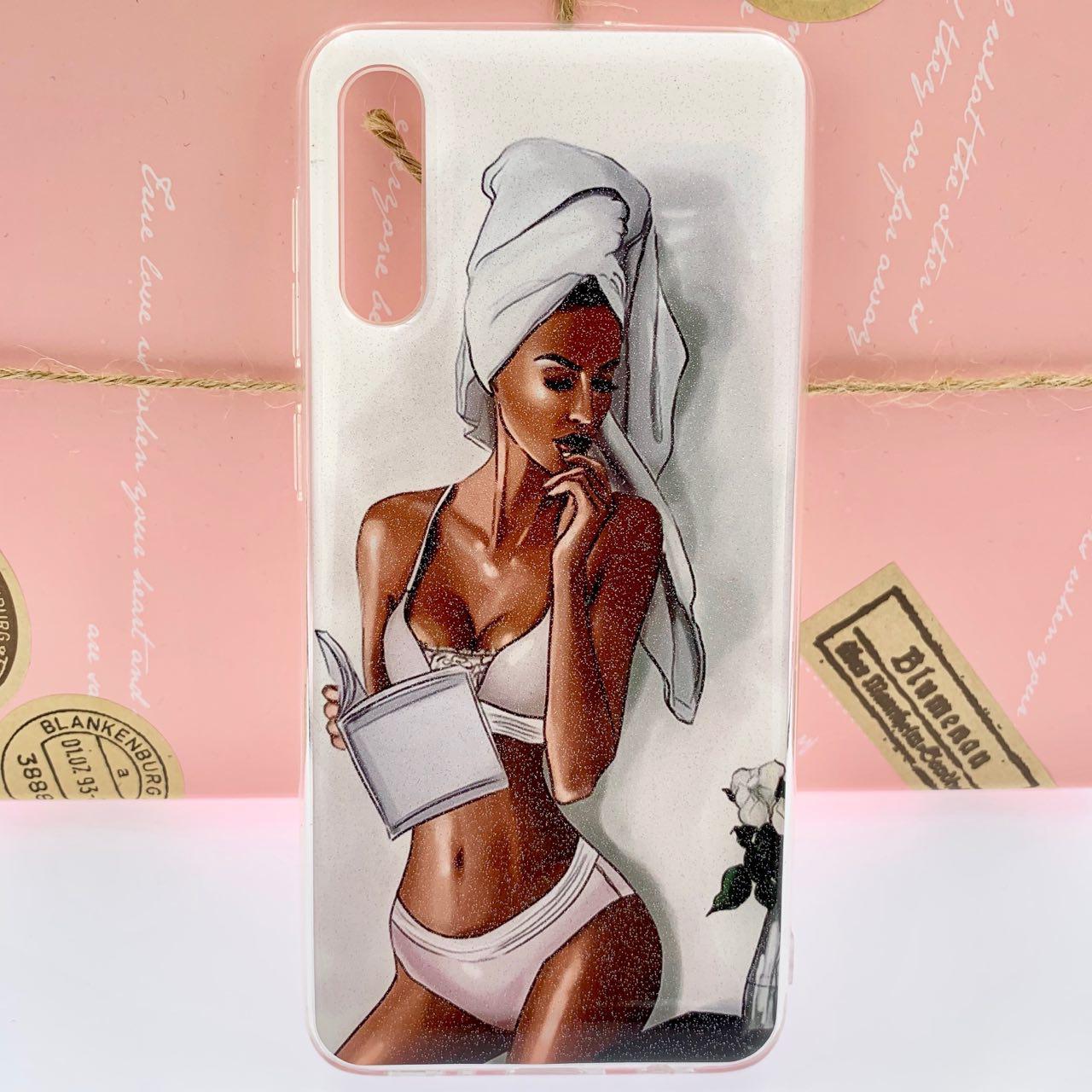 Чехол накладка для SAMSUNG Galaxy A50 (SM-A505), A30s (SM-A307), A50s (SM-A507), силикон, глянец, рисунок Девушка после душа в нижнем белье.