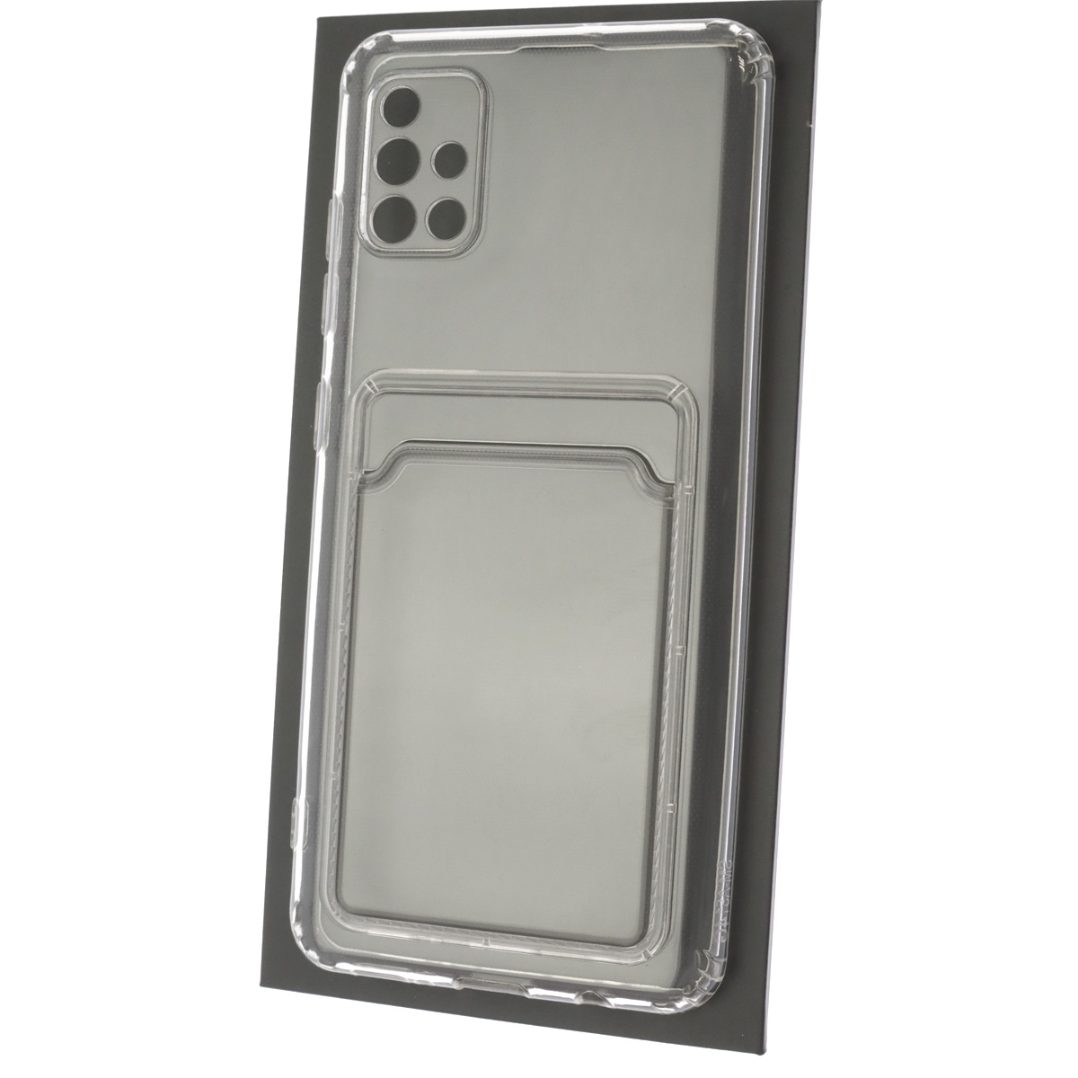 Чехол накладка CARD CASE для SAMSUNG Galaxy A51 (SM-A515), силикон, отдел для карт, цвет прозрачный