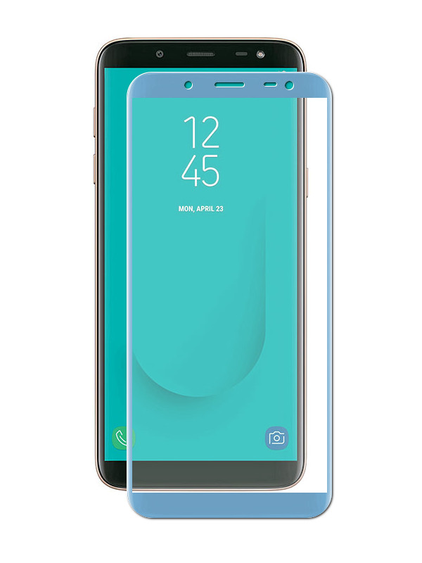 Защитное стекло для SAMSUNG Galaxy J6 2018 (SM-J600) Full Glue 9H кант синий.