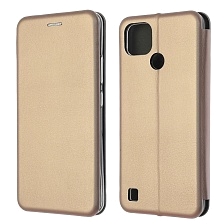 Чехол книжка STYLISH для Realme C21, экокожа, визитница, цвет розовое золото