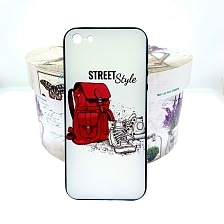 Чехол накладка для APPLE iPhone 5, 5S, SE, силикон, рисунок Рюкзак и ботинки.