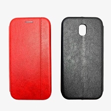 Чехол-книжка в бок NEW для SAMSUNG Galaxy J5 2017 (SM-J530), экокожа, с визитницей, на магните, цвет черный.