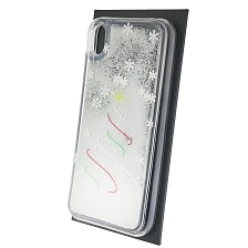 Чехол накладка для HUAWEI Honor 8S, Y5 2019, силикон, переливашка, рисунок елочка со снежинками