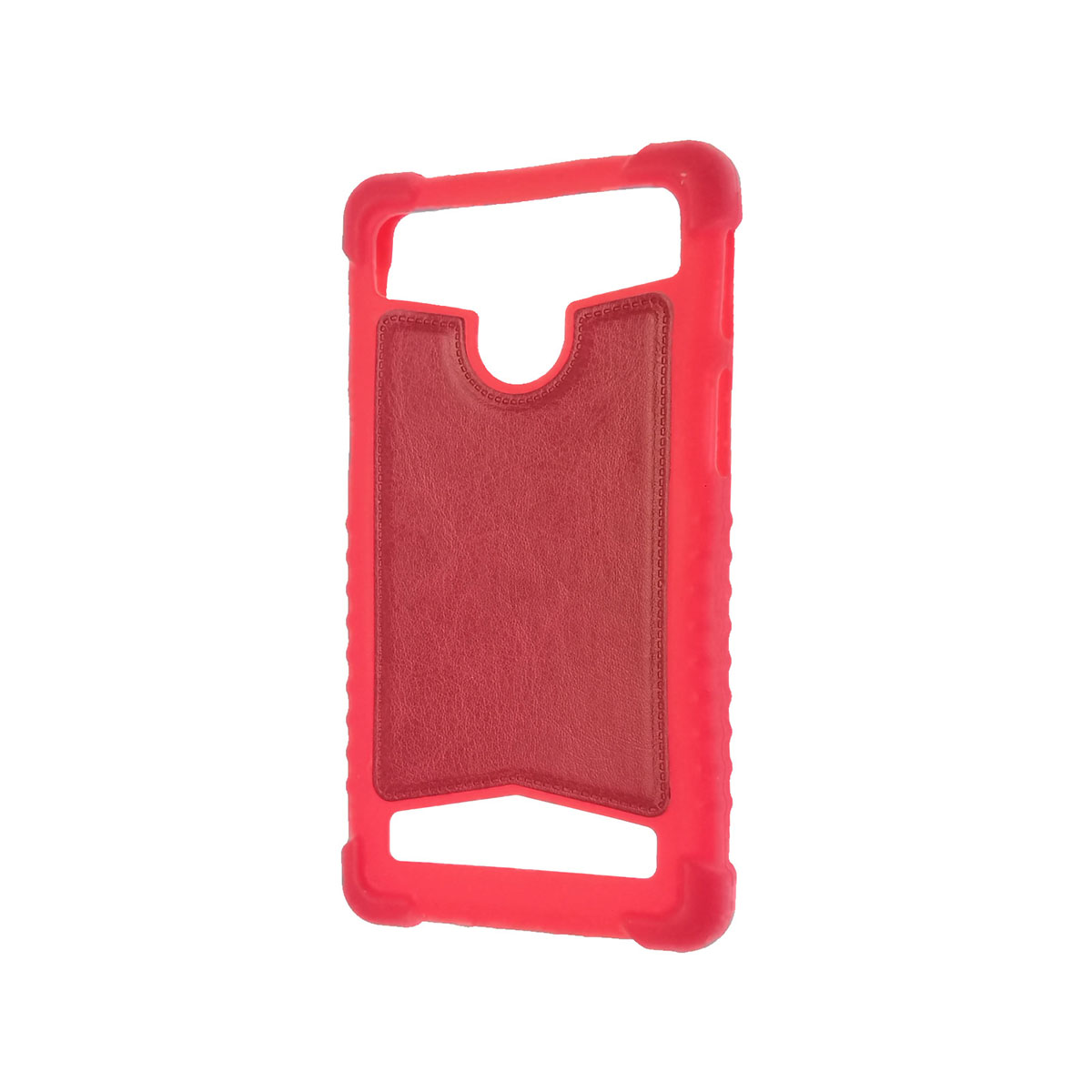Чехол накладка универсальная 4.5 дюймов, силикон, экокожа, цвет красный.