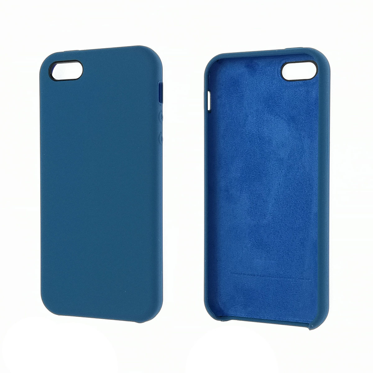 Чехол накладка Silicon Case для APPLE iPhone 5, 5S, SE, силикон, бархат, цвет синий.