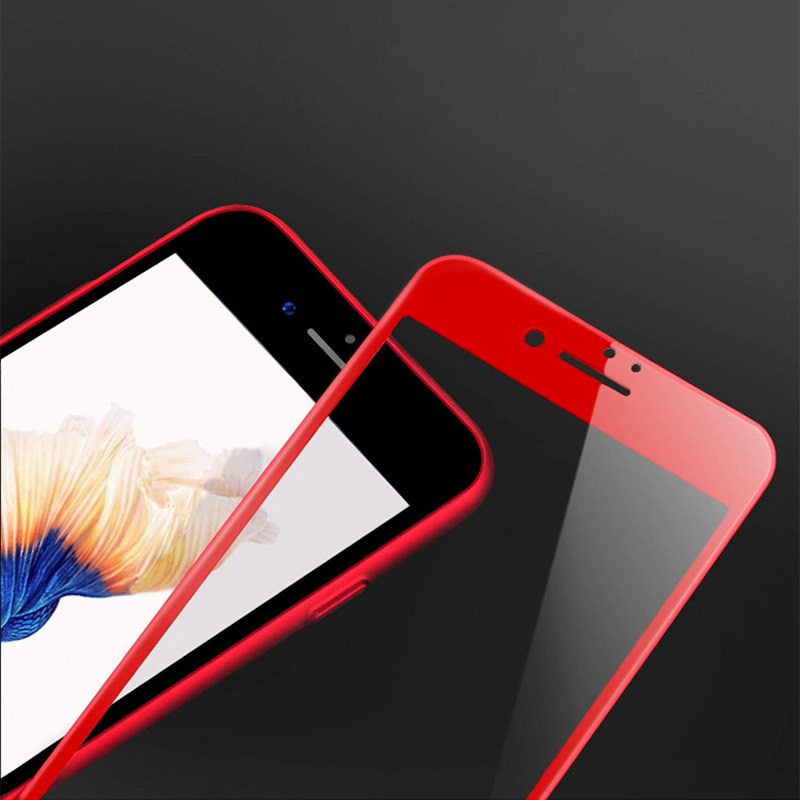 Защитное стекло "SC" 3D для APPLE iPhone 6/6S (4.7") с силиконовым кантом, цвет красный.