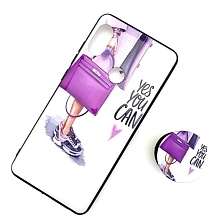 Чехол накладка для XIAOMI REDMI NOTE 5, NOTE 5 PRO, силикон, попсокет, рисунок девушка с сумкой.