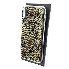 Чехол накладка для APPLE iPhone X, iPhone XS, силикон, глянцевый, рисунок Коричневая мелкая кожа