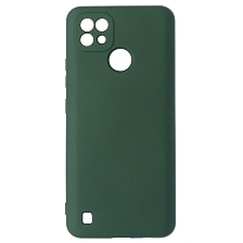 Чехол накладка NANO для Realme C21, силикон, бархат, цвет темно зеленый
