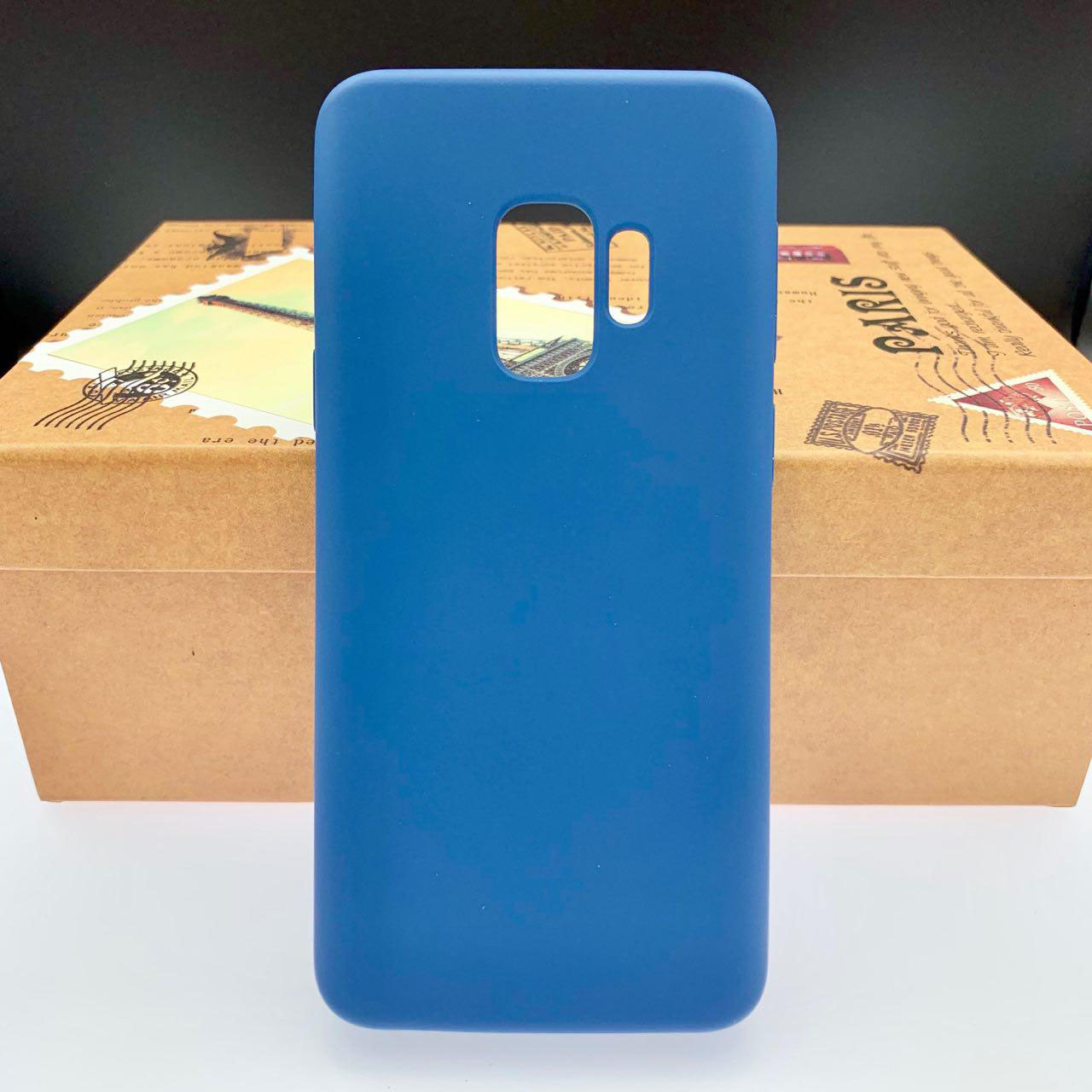Чехол накладка Silicon Cover для SAMSUNG Galaxy S9 (SM-G960), силикон, бархат, цвет темно синий.