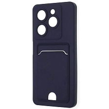 Чехол накладка BUTTON для INFINIX Hot 40i, Smart 8, SMART 8 Plus, защита камеры, силикон, отдел для карт, цвет темно синий