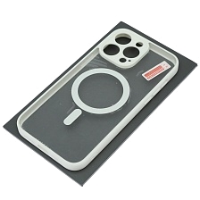 Чехол накладка Magnetic с поддержкой MagSafe для APPLE iPhone 14 Pro Max, силикон, защита камеры, цвет окантовки белый Чехол накладка Magnetic с поддержкой MagSafe для APPLE iPhone 14 Pro Max, силикон, защита камеры, цвет окантовки белый
