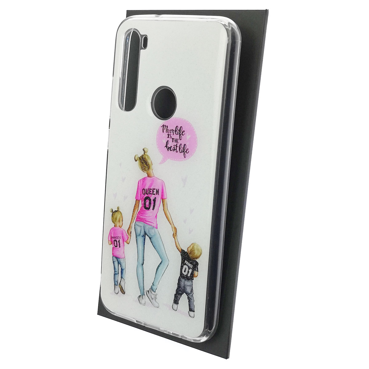 Чехол накладка для XIAOMI Redmi Note 8, силикон, глянцевый, блестки, рисунок Mom life is the best life