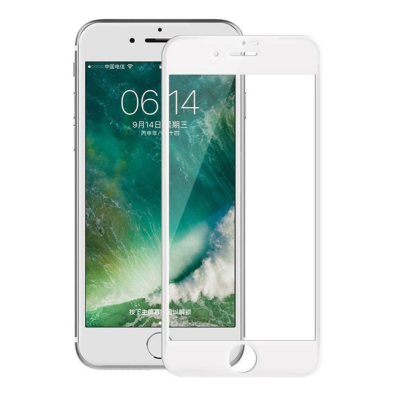 Защитное стекло 3D для APPLE iPhone 6/6S Plus (5.5") ударопрочное прозрачное кант белый.