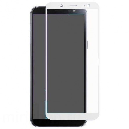 Стекло защитное "4D/5D" для SAMSUNG Galaxy A6 / J6 (2018), цвет окантовки белый.