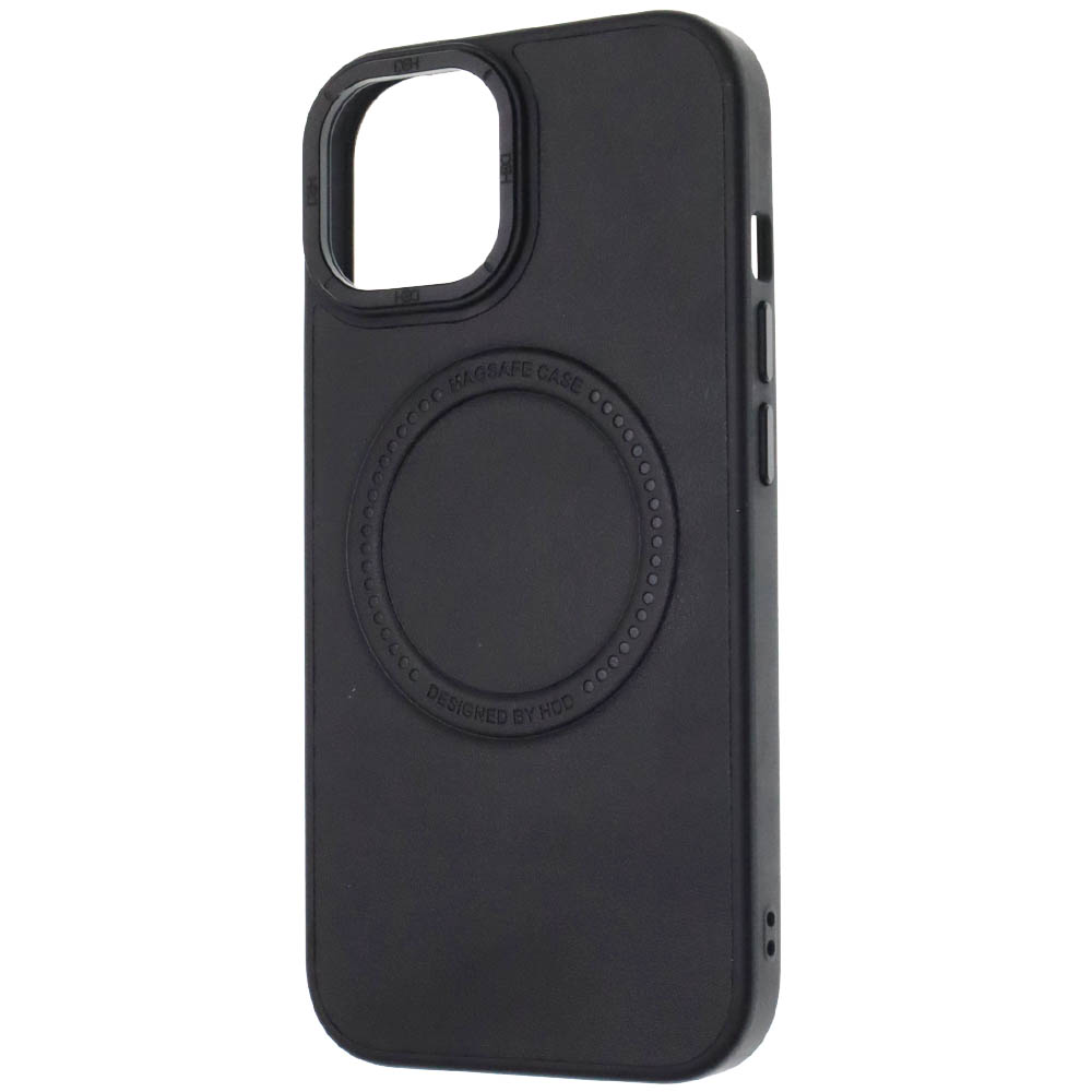 Чехол накладка Modern Stylish с поддержкой MagSafe для APPLE iPhone 15, защита камеры, экокожа, бархат, цвет черный