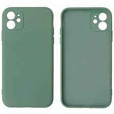 Чехол накладка Silicon Case для APPLE iPhone 11, защита камеры, силикон, бархат, цвет хвойный