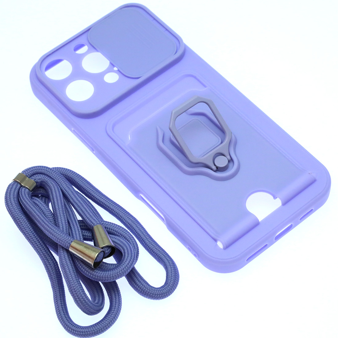 Чехол накладка MULTI FUNCTION 4 в 1 для APPLE iPhone 16 Pro Max, цвет сиреневый