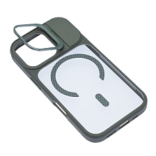 Чехол накладка Cabbeen с поддержкой MagSafe для APPLE iPhone 16 Pro Max, подставка, цвет прозрачно серый