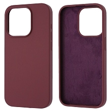 Чехол накладка Silicon Case для APPLE iPhone 15 Pro (6.1"), силикон, бархат, цвет бордовый