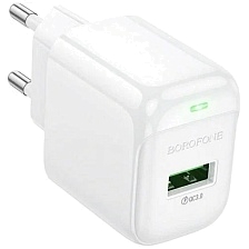 СЗУ (Сетевое зарядное устройство) BOROFONE BAS42A, 18W, 1 USB, QC3.0, цвет белый