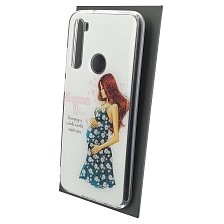 Чехол накладка для XIAOMI Redmi Note 8, силикон, глянцевый, блестки, рисунок Happiness is