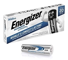 Батарейка Energizer Ultimate Lithium LR03 AAA, 1.5V, литиевые (FR), пр-во Сингапур, в упаковке 10 штук
