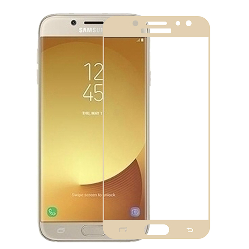 Защитное стекло 4D для SAMSUNG Galaxy J7 Prime SM-G610 золотой кант Monarch.