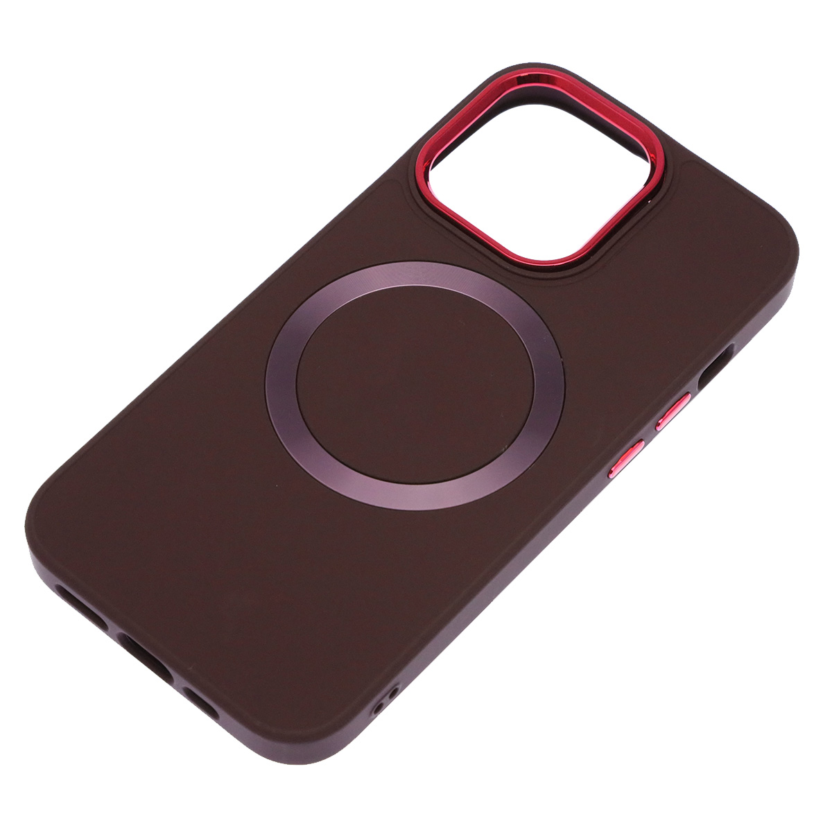 Чехол накладка с поддержкой MagSafe для APPLE iPhone 13 Pro (6.1"), силикон, пластик, цвет темно бордовый