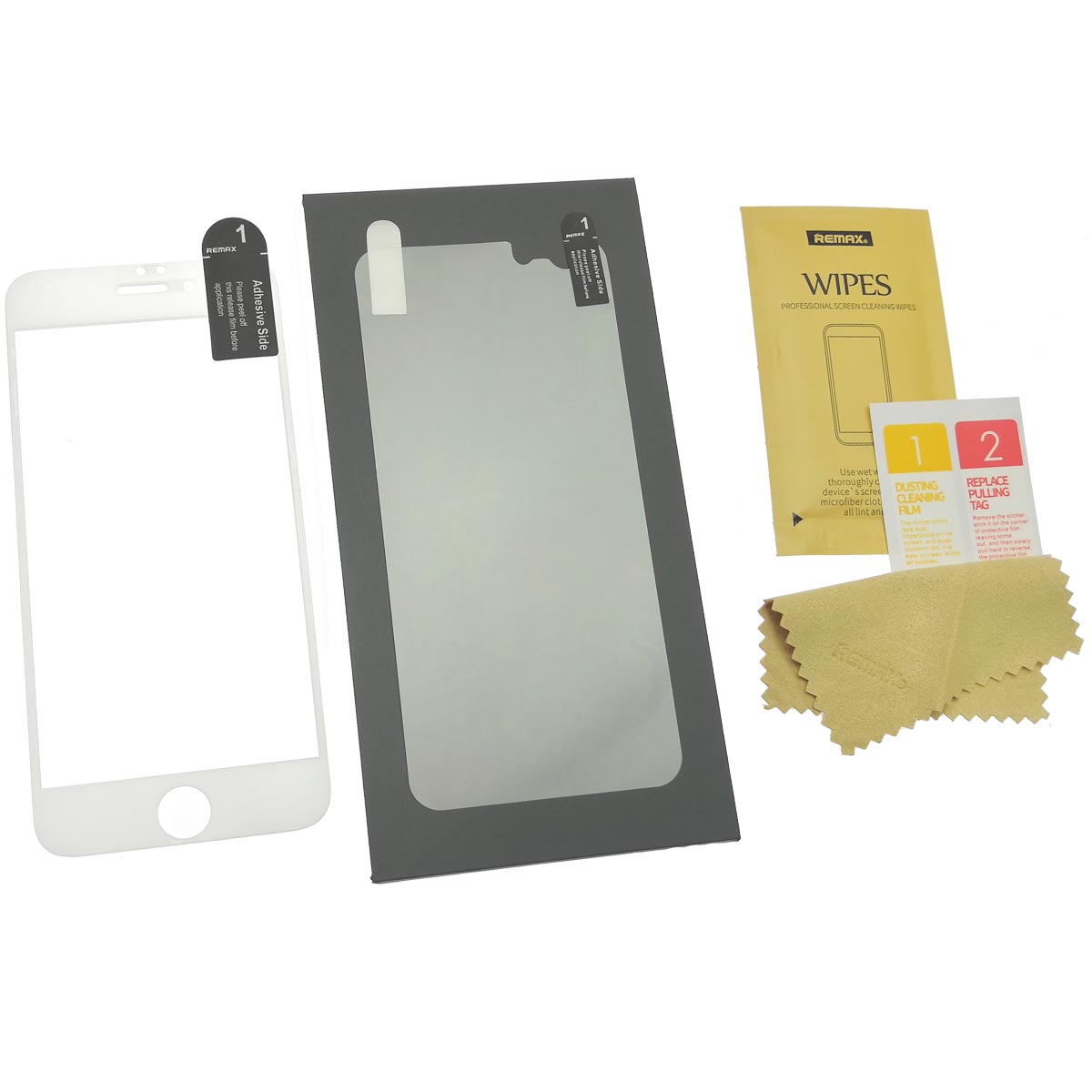 Комплект защитное стекло экрана и пленка задней крышки REMAX для APPLE iPhone 6, iPhone 6S, цвет окантовки стекла белый