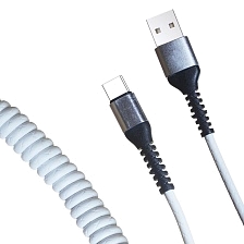 USB Дата-кабель R22 Type-C aka USB-C, витой, силикон, длина 1 метр, 3A, цвет белый