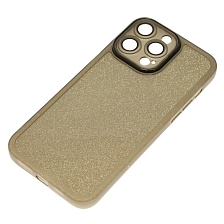 Чехол накладка Shine для APPLE iPhone 14 Pro Max, силикон, блестки, защита камеры, цвет черно золотистый