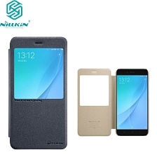 Чехол книжка для XIAOMI MI A1, REDMI 5X, окошко, экокожа, цвет графитовый.