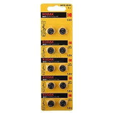 Батарейка KODAK MAX Super AG13 LR44, LR1154, V13GA, 357, 303, RW82, 1166A, A76, 357A, Alkaline