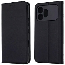 Чехол книжка для Honor 600, защита камеры, экокожа, силикон, бархатная подложка, визитница, цвет черный