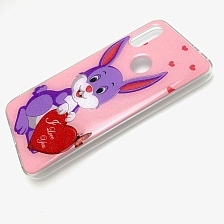 Чехол накладка для XIAOMI REDMI 7, силикон, рисунок зайка I LOVE YOU.